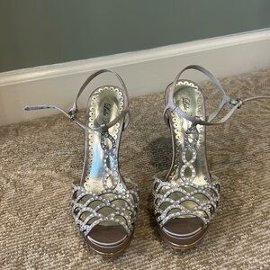 Lulu Townsend champagne dress heels